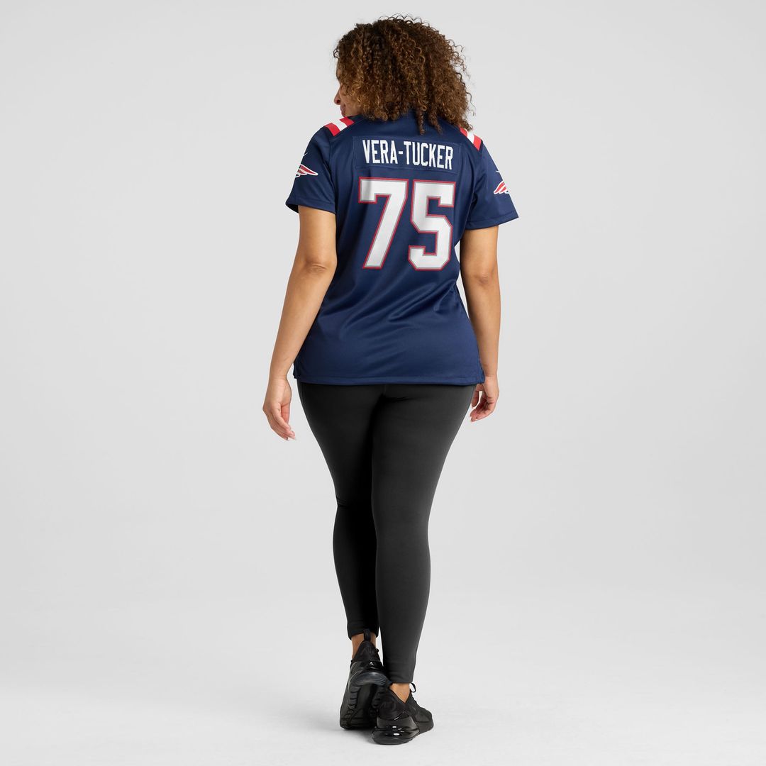 Alijah Vera-Tucker New England Patriots Women's Team Jersey - Navy