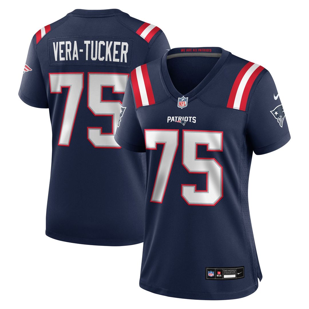 Alijah Vera-Tucker New England Patriots Women's Team Jersey - Navy
