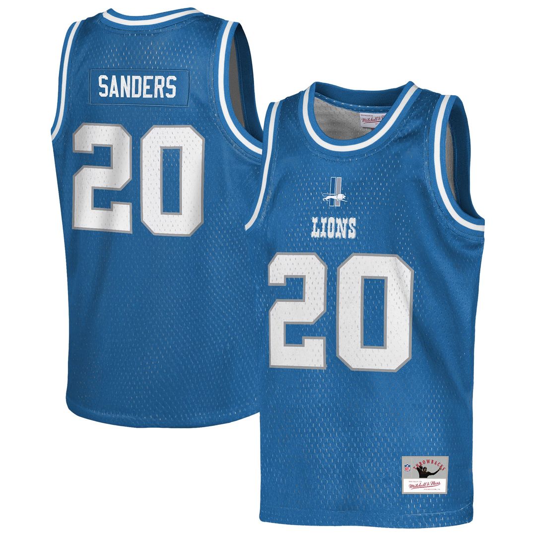 Barry Sanders Detroit Lions Youth Retired Player Basketball Fashion Jersey - Blue